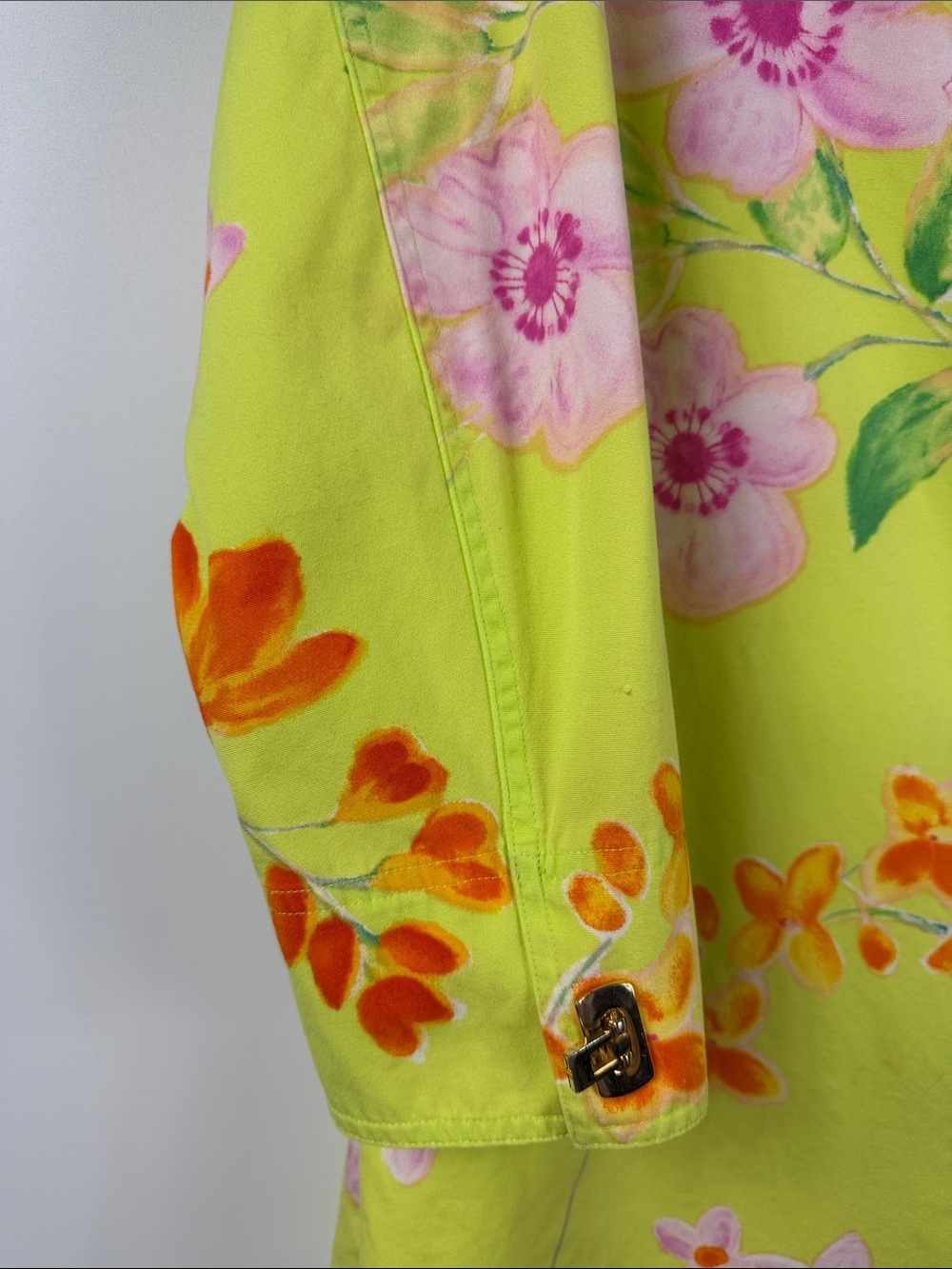 Ralph Lauren Black Label Chartreuse Floral Trench Rain Coat Jacket 14 - Picture 8 of 10